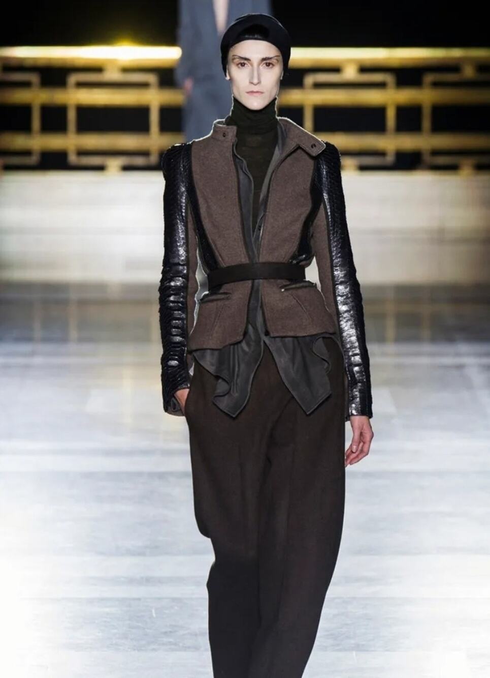 Haider Ackermann Python Runway Rare Brown Exotic Leather Wool Italia Jacket M